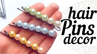 Декор невидимок | Украшение для волос | DIY Pearl Hair Pins