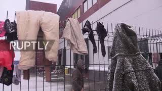 Belarus: Snow descends on Bruzgi logistics centre accommodating migrants