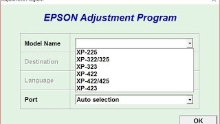 Reset Epson XP225, XP322, XP325, XP323, XP422, XP423, XP425