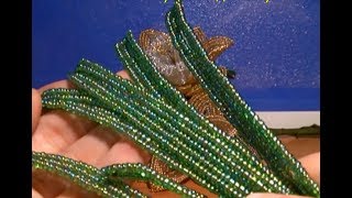 Длинный узкий лист из бисера: плетение и прошивка. Лист № 8. // A long leaf of beads.