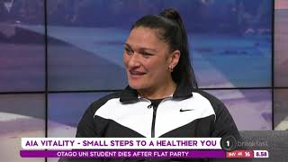 AIA Vitality ambassador Dame Valerie Adams on TVNZ Breakfast