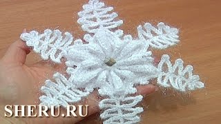 How To Make Crochet Snowflakes Урок 9 часть 1 из 2 Вязаная снежинка крючком