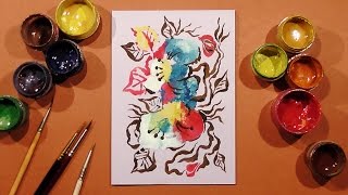 Monoprint-Monotype | Floral Greeting Card | Gouache
