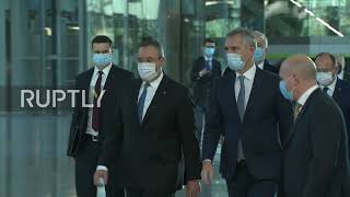Belgium: Stoltenberg greets Romanian PM Ciuca at NATO HQ