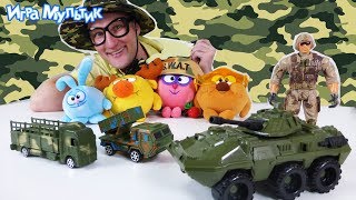 Смешарики и Сережа празднуют 23 февраля. Игра Мультик.