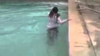 Wetlook sexy girl in wet tight clothes