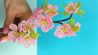 САКУРА из бисера мастер-класс / Веточка Сакуры из бисера