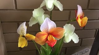 How to make nylon stocking flowers - Paphiopedilum (Lady's Slipper)