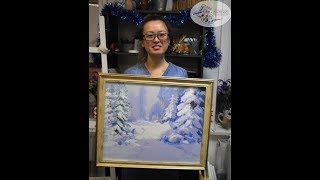 Картина зимний лес. Мастер класс маслом спб