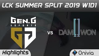 GEN vs DWG Highlights Game 2 LCK Summer 2019 W1D1 Gen G Esports vs Damwon Gaming LCK Highlights by O