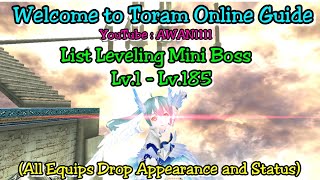 Toram Online - GUIDE : List Leveling Mini Boss (All Equips Appearance and Status)