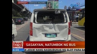 Sasakyan, natumbok ng bus