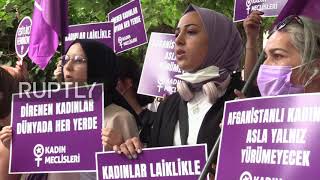 Turkey: Women gather outside Afghan consulate to condemn Taliban, call for women's liberation