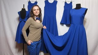 Платья из Габардина с Открытой Спинкой крой Юбки Полусолнце в Пол Family Look
