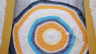 Вяжем детский круглый коврик или плед без спиц и крючка из пряжи Alize Puffy
