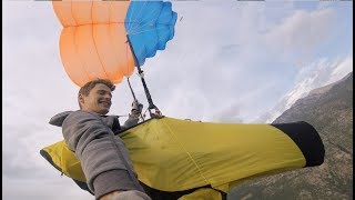 BASE rollover JUMP on RESERVE paragliding parachute! Прыжок роловер с параплана на запаске.