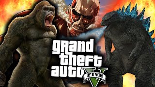 GTA 5 Mod Indonesia - KING KONG vs GODZILLA vs ATTACK on Titan