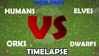 WorldBox Humans vs Orks vs Elves vs Dwarfs Timelapse