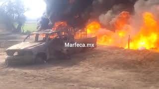 Camioneta calcinada en toma clandestina, Tetepango Hidalgo.