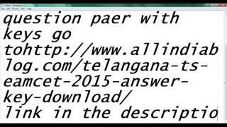 telangana eamcet keys and question paper