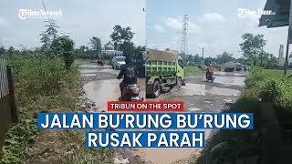 Jalan Poros Provinsi Bu'rung bu'rung, Kecamatan Patalassang Kabupaten Gowa Rusak Parah