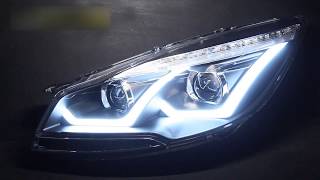 Тюнинг фары Ford Kuga '13 - с линзами, черные, вариант 1 H7/H1
