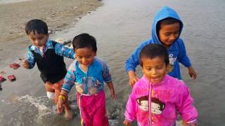 My Kids Swimming at river