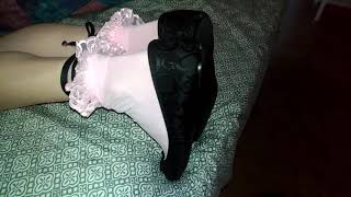 Tied up Heelpopping black flats and frilly socks