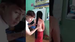 Young beautiful girl "super long hair" haircut