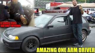 One Arm Racer Driving 100 Shot Nitrous Civic EF At The Track - Monco Tech