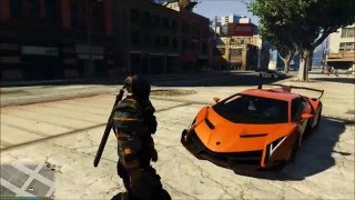 GTA V / Mod DEATHSTROKE ( Slade Wilson , Arrow , DC ) + LAMBORGHINI VENENO VS GOTHAM POLICE