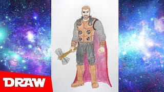 How to draw Thor, Avengers Infinity War, Как нарисовать Тора, Мстители Война Бесконечности