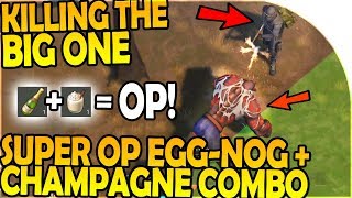 KILLING THE BIG ONE SUPER EASY - CHAMPAGNE + EGGNOG = OP! - Last Day on Earth Survival Gameplay