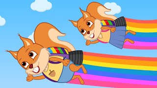 Famille d'Écureuil - Sacs à Dos Arc-en-ciel Animé 2020 en Français