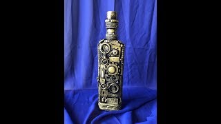 Bottle decor in the style of Steampunk. Decoracion de botellas estilo de Steampunk.