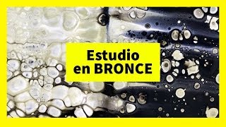 ? BRONCE metalizado: Pouring acrílico con cola blanca y aceite de silicona