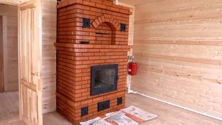 Каменная печь-камин с встроенным теплообменником. Отопление дома.