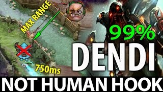 Not HUMAN Hook with Dendi Pudge WTF Max Range 99% Dota 2 [MUST WATCH]