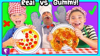 GIANT Gummy Vs Real Challenge with HobbyChefy and HobbyKids