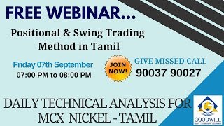MCX NICKEL TRADING TECHNICAL ANALYSIS SEP 07 2018 IN TAMIL CHENNAI TAMIL NADU INDIA