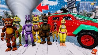 ANIMATRONICS vs HUGE TORNADO BLIZZARD! (GTA 5 Mods FNAF RedHatter)