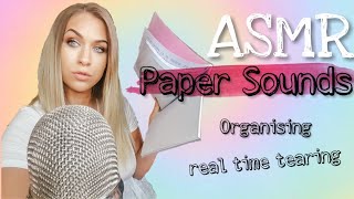 ASMR Paper sounds. organising paper and real time tearing