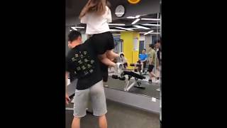 easy one arm lift girl overhead and lift straight up
