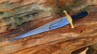 Big Bowie Knife Custom Arkansas Toothpick Wolf Borger Germany 12" Blade Ebony Handle english