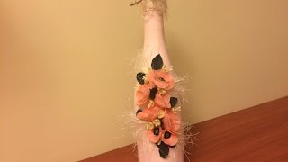 Декорирование бутылки к 8 Марта.DIY. (Decorating bottles 8 March).