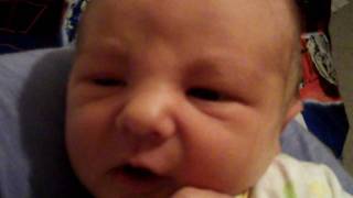 Baby Owen has the hiccups.
