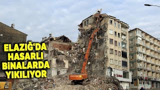 Elazığ Depreminde Ağır Hasar Gören Binalar Yıkılıyor
