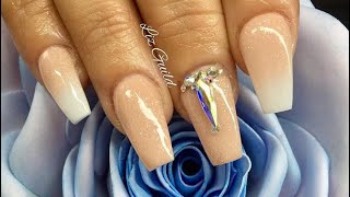 NUDE AND FRENCH FADE ACRYLIC NAILS | SPANISH SUBTITLES | uñas acrilicas