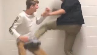 Guy gets kicked in the balls