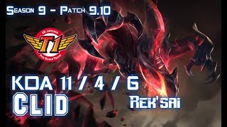 SKT T1 Clid REK'SAI vs NIDALEE Jungle - Patch 9.10 KR Ranked